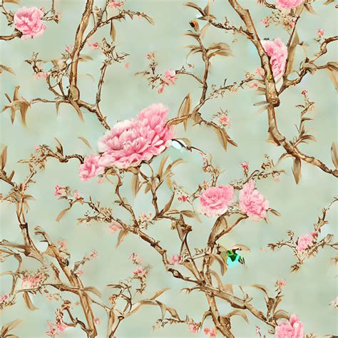 Afbeelding: Chinoiserie tuinmotieven op behang