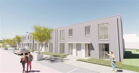 Ieders-thuis woningen: plaatsing en afgewerkte gevel