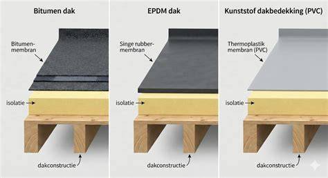 Diagram van verschillende plat dak isolatiemethoden