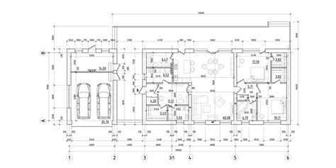 plattegrond van een dubbele carport met afmetingen en aanbevolen tussenruimte
