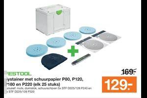 Foto van systainer gevuld met schuurpapier en vakindeling