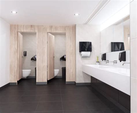 Illustratie van verschillende sanitaire voorzieningen in een badkamer