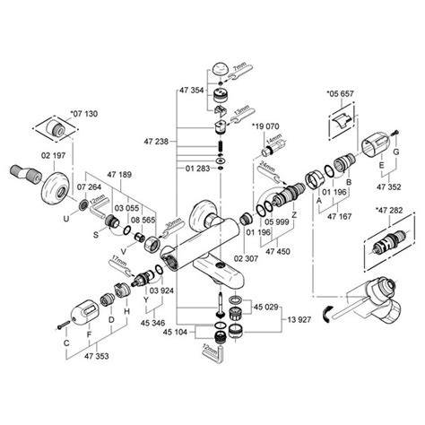 Schema: Grohtherm 1000 interne onderdelen