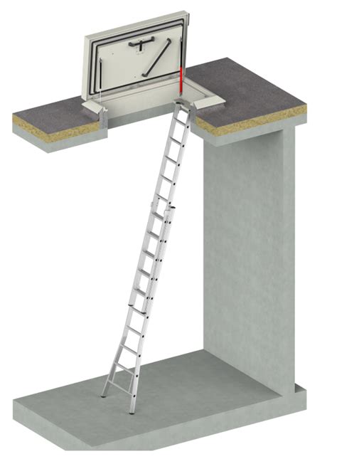 Beeld: Voorbeelden van veilige daktoegangen (dakluik met ladder, gevelladder)