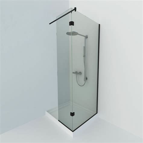 Illustratie van een gebroken glazen douchewand met glassplinters