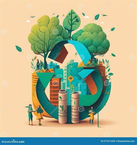 Illustratie van een duurzaam stadhuis met circulaire elementen en C2C-principes