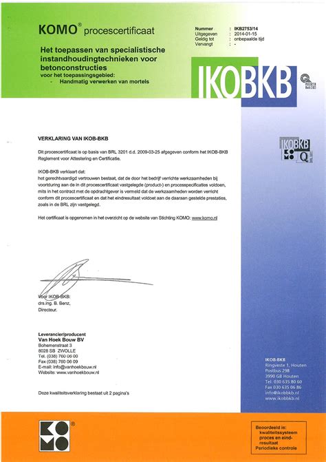 Logo's van KOMO, FSC, NEN en VCA certificeringen.