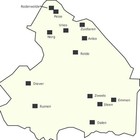 Kaart: ligging van hallenhuisboerderijen in Diever