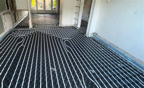 Diagram: vloerverwarming op schuimbeton onder NeHoBo-vloer