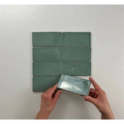 Wandtegels Atlas Aqua Brillo 7,5x15 cm - overzicht van verpakking en maat
