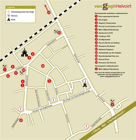 Kaart van Helvoirt met Van Gogh-locaties en monumenten