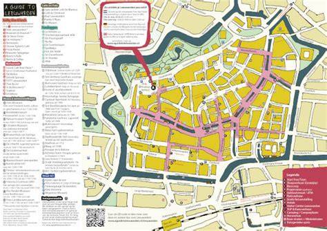 Plattegrond van Leeuwarden met de binnenstad en watergangen