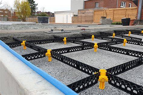Diagram van drainagemortel op poten met Staenisrooster