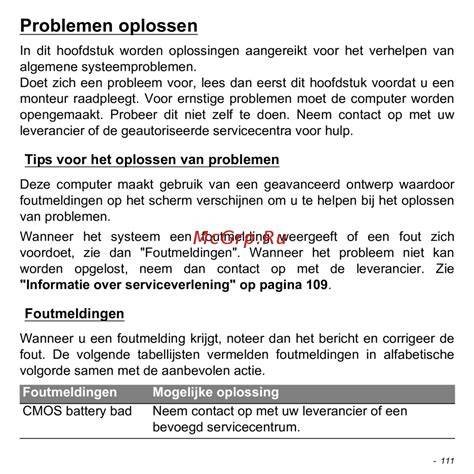 Diagram: veelvoorkomende foutmeldingen en oplossingen