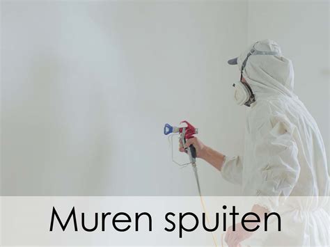 Illustratie van diverse schilderswerkzaamheden, zoals sauzen, spuiten en het schilderen van een trap.