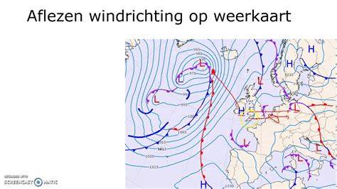 Weerkaart: windrichting en snelheid