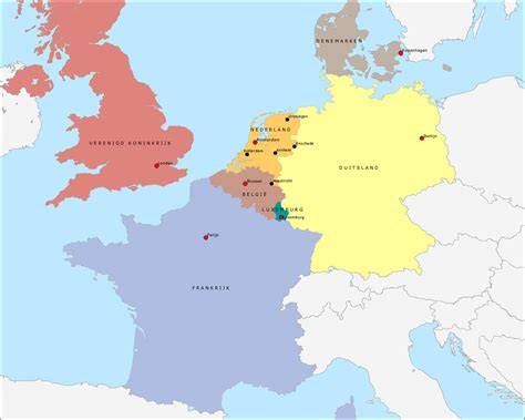Illustratieve kaart van meerdere Hunkemöller fabrieksverkoop locaties in België, Duitsland en Nederland