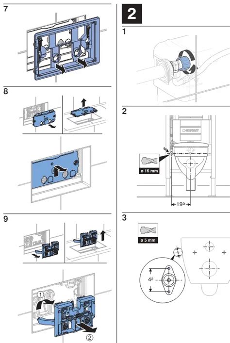 Diagram van de installatie van Geberit AquaClean Mera op wandhangtoilet