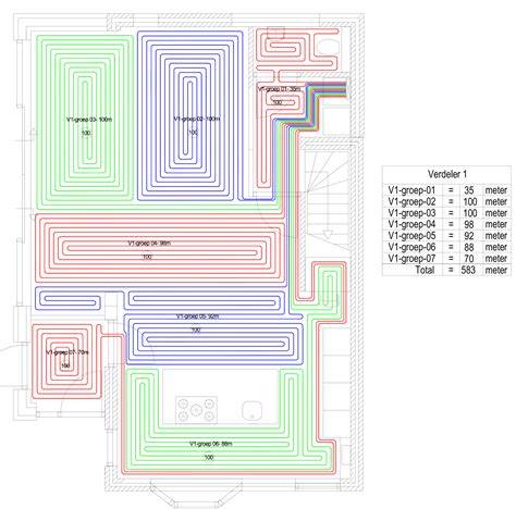 Foto: legplan en buispositie in QuickHeat-installatie