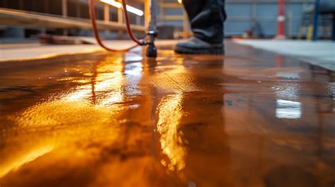 Foto: Spuitwagen die curing compound aanbrengt op een verse betonvloer