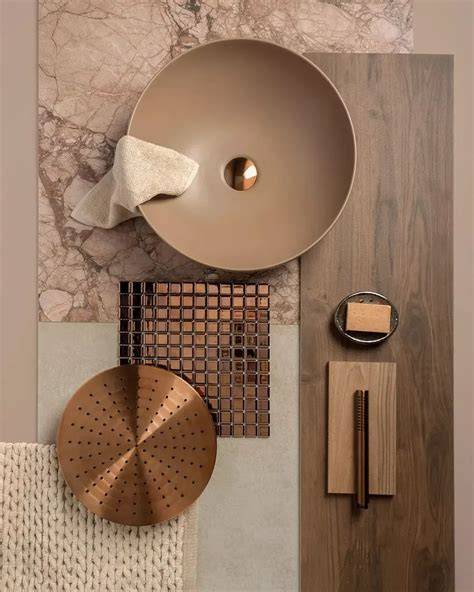 Bronzen badkamer inspiratie moodboard