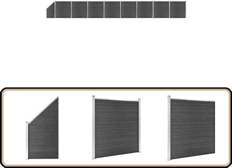 Illustratie van een H-profiel dat composiet schuttingpanelen verbindt.