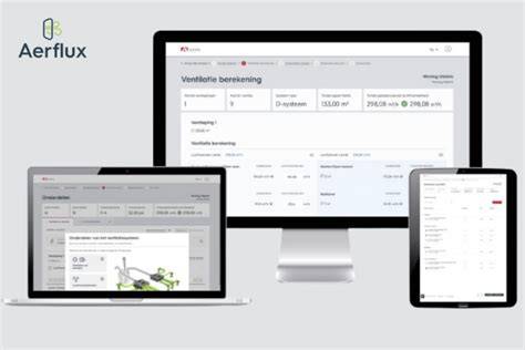 Dashboard van Aerflux ventilatieconfigurator met stap-voor-stap workflow