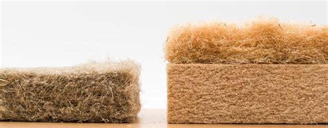 Illustratie van MDF-productieproces met houtvezels en hars