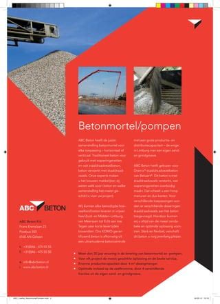 Illustratie van verschillende toepassingen van betonmortel