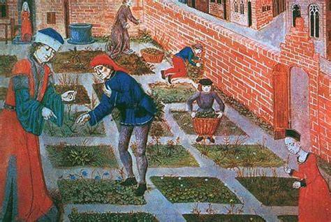 <tagimg>Informatiekaart over zeven sleuteltypen middeleeuwse tuinen: kruidentuin, moestuin, boomgaard, hortus conclusus, lusthof, binnentuin en paradijstuin