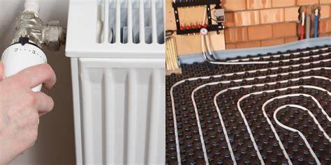 Infographic: Overzicht van vloerverwarming onder tegels vs. radiatoren en hybride systemen