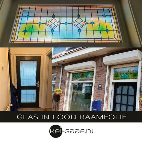 Detail van Jugendstil glas-in-lood boven voordeur