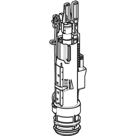 Technische schematische tekening van Geberit type 212 spoelventielonderdelen