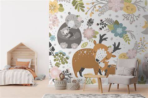 Behangvoorbeelden kinder- en tienerkamers: dieren, bloemen, ruimte, graffiti