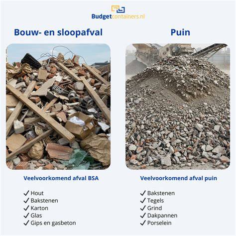 Overzichtstabel: puincontainer vs. bouwafvalcontainer met kosten en types