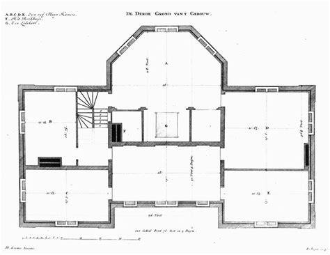 Afb. 5. De tweede verdieping van huis De Nes in Nigtevecht uit 1687, ontworpen door Herbert Kramer, op een tekening van Daniël Stoopendaal uit ongeveer 1700. Afb. 6.