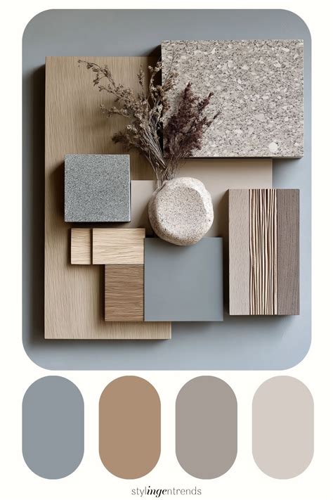 Moodboard met kleurstalen van behang en verf