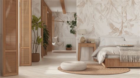 Een slaapkamer met een rustgevende sfeer dankzij het palmbladeren behang