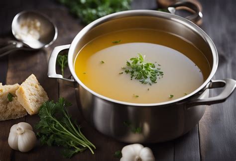 Een pan met risotto waarbij langzaam bouillon wordt toegevoegd, met een pollepel om te roeren