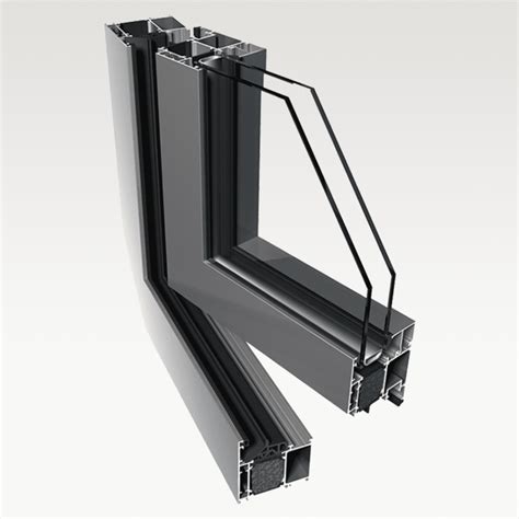 Illustratie van een modern aluminium raamprofiel van Aluprof met thermische onderbreking.