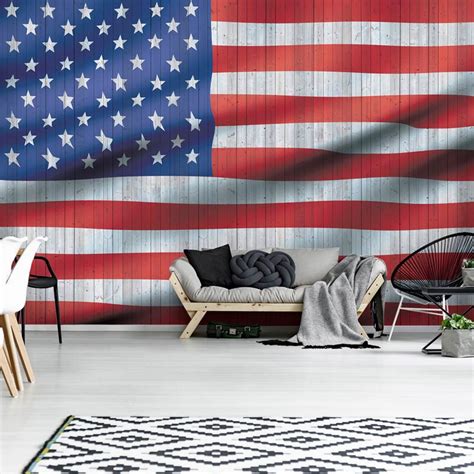 Foto-impressie: Amerikaanse vlag in diverse interieurs (woonkamer, slaapkamer, kantoor)