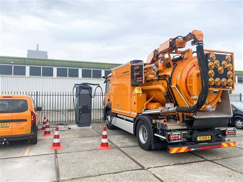 Schema van rioolreiniging en ontstoppingstappen