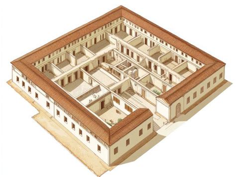 Plattegrond van Romeinse insula en Pompeii-achtige woonhuizen