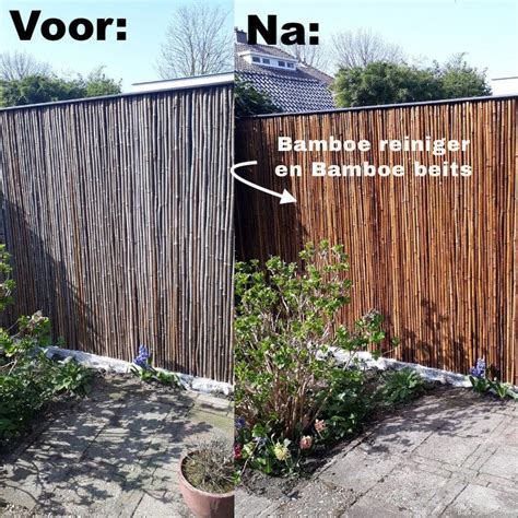 Behandelen van een bamboe schutting met olie