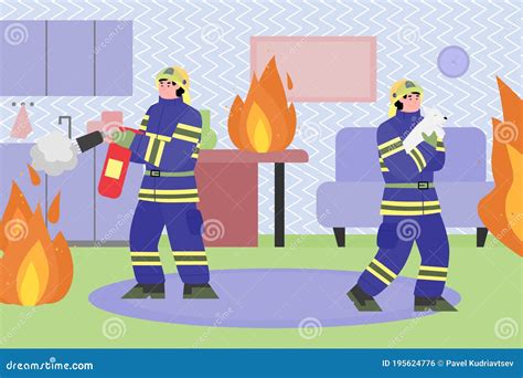 Illustratie van brandweerlieden die beschermende kleding dragen