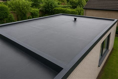 Illustratie van een plat dak met daarop aangebrachte isolatieplaten