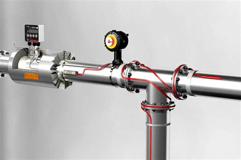 Illustratie van heat tracing rond een industriële leiding