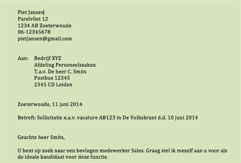 Voorbeeld adressering zakelijke brief