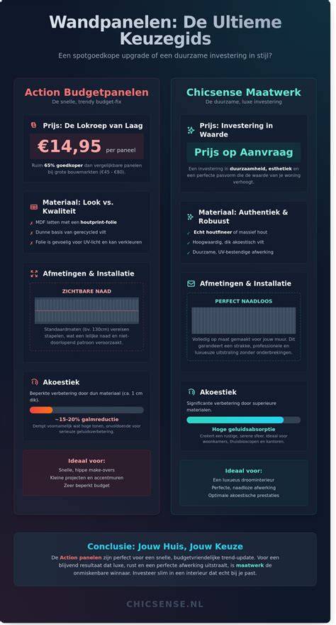 Infographic: Vergelijking van montageopties voor wandpanelen (montagekit, constructielijm, dubbelzijdige tape en kliksystemen)