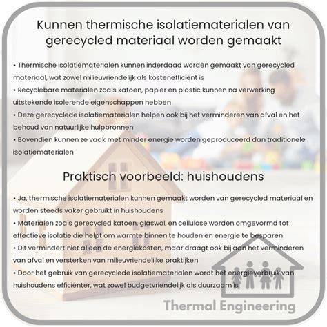 Schema van isolatiematerialen en doorlooptijd